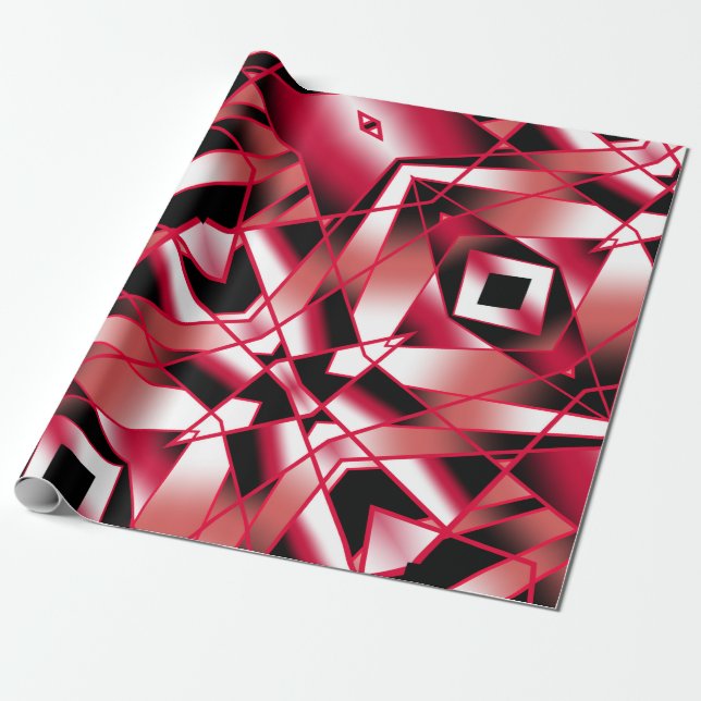 Red Power Perspective Gradient Colour Filled Art Wrapping Paper (Unrolled)