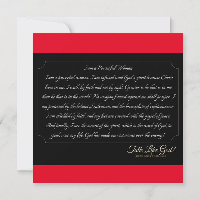 Red Powerful Woman Affirmation Card (Front)