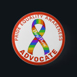 Red Pride Equality Awareness White Button<br><div class="desc">Red Pride Equality Awareness Ribbon White Button for awareness and support for pride community.</div>