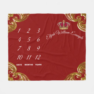 Red Prince Milestone Baby Boy Blanket