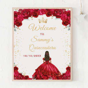 Red Princess Quinceañera Welcome Poster