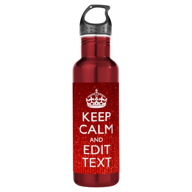Red Print Personalise Your Keep Calm 710 Ml Water Bottle (Front)