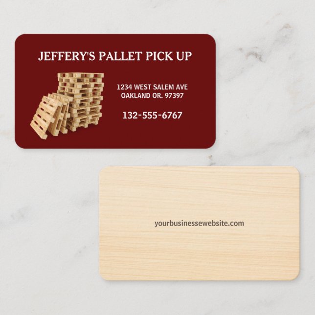 Red Professional Wood Pallet Crate Business Card (Front/Back)