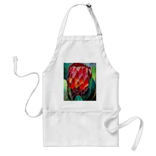 Red Protea flower original watercolour art Standard Apron (Front)