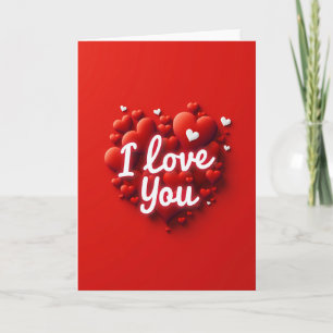 Red Puffy Hearts I Love You Card