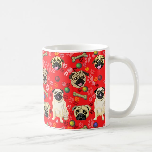 Red Pug Design Mug (Right)