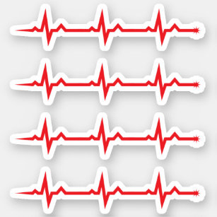 Red pulse wave stickers