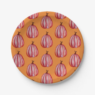 Red Pumpkin Art Custom Paper Plates