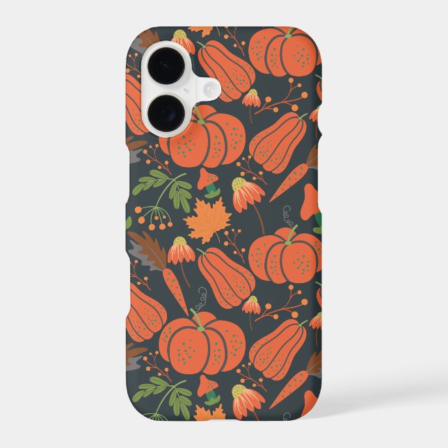 Red pumpkin seamless pattern and carrots (Back)