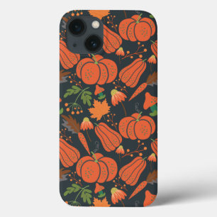 Red pumpkin seamless pattern and carrots iPhone 13 case