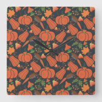 Red pumpkin seamless pattern and carrots