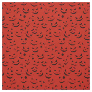 Red Pumpkin Smile Happy Halloween Modern Fabric