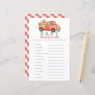 Red Pumpkin Truck Gingham Baby Word Scramble