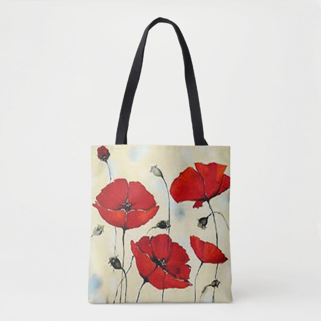 Red Puppy Flower Painting All-Over-Print Tote Bag (Front)