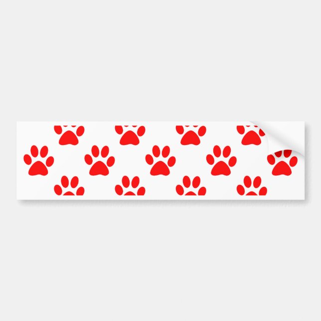 Red puppy paws pattern bumper sticker (Front)