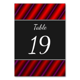 Red, Purple and Black Laser-Like Line Pattern Table Number