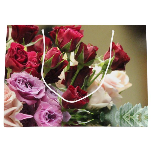 Red Purple And Pink Rose Large Gift Bag (Front)