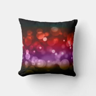 Red, Purple & Brown Bokeh Circles Design Cushion