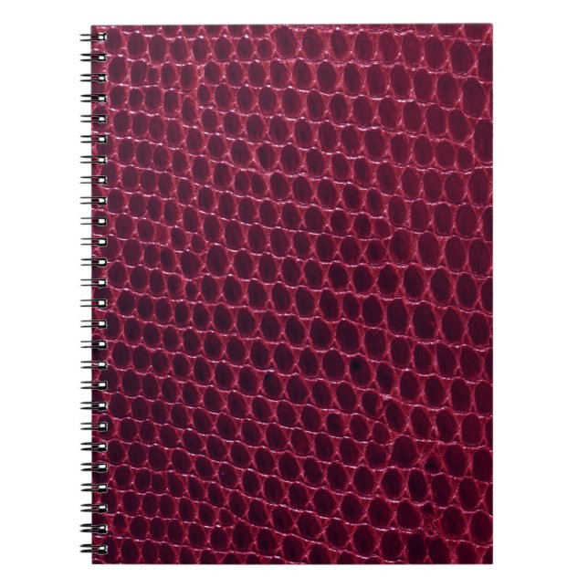 Red Purple Burgundy Maroon snake skin leather Spiral Notebook (Front)