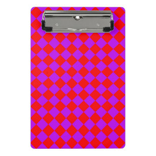 Red Purple Chequered Diamond Pattern Mini Clipboard