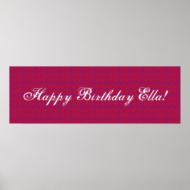 Red & Purple Damask Banner Poster (Front)