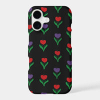 Red, Purple & Green Floral Black