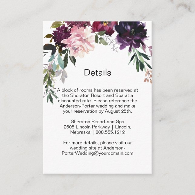 Red Purple Green Floral Spray Enclosure Cards (Front)