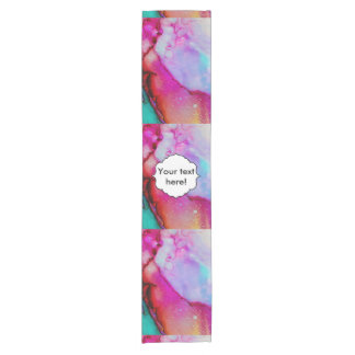 Red purple green ink short table runner