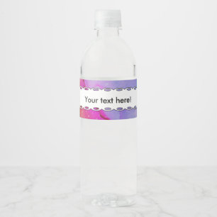 Red purple green ink water bottle label