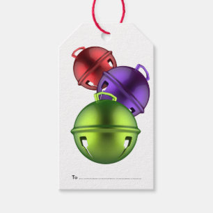 Red Purple Green Jingle Bells Christmas Gift Gift Tags