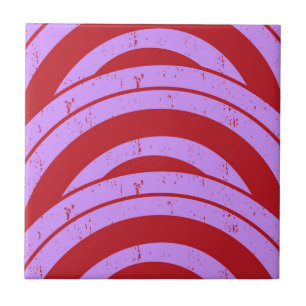 Red Purple Half Circle Japanese Wave Geometric Tile