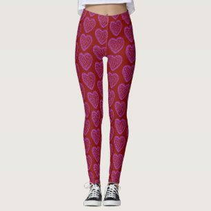 Red purple Heart Leggings