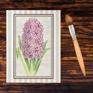 Red Purple Hyacinth n Gold Stripes Botanical Art  Tissue Paper
