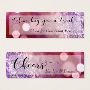 Red Purple Ombre Bokeh Script Mini Drink Ticket