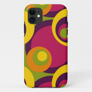 Red Purple Orange Yellow Retro Circles Pattern Case-Mate iPhone Case