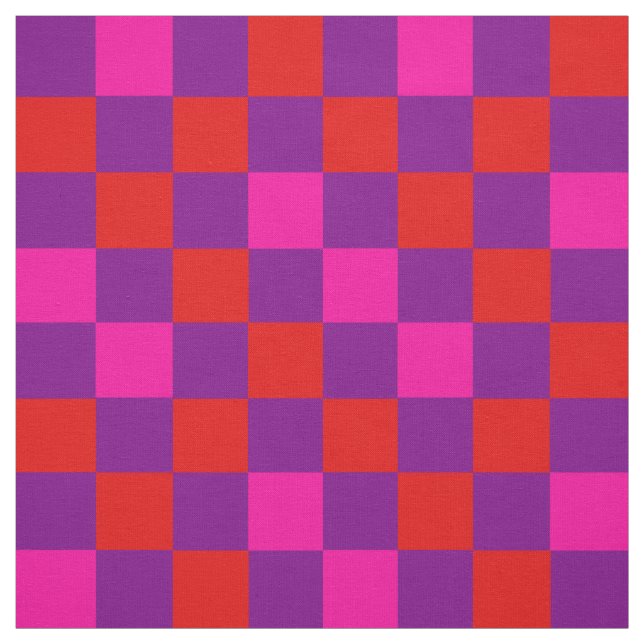 Red Purple Pink Chequered Pattern Design  Fabric (Swatch)