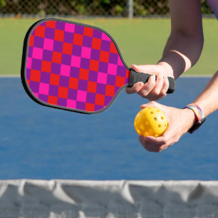 Red Purple Pink Chequered Pattern Design Pickleball Paddle