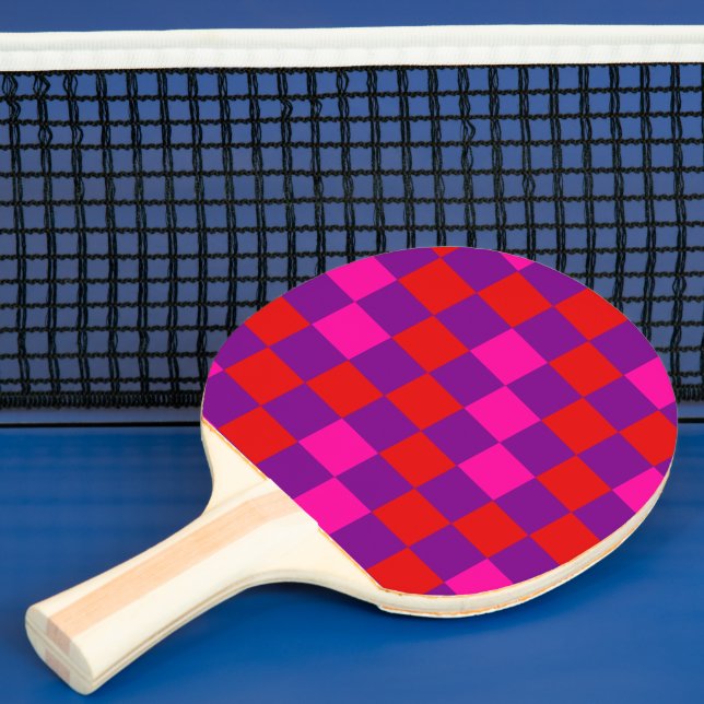 Red Purple Pink Chequered Pattern Design  Ping Pong Paddle (Insitu)