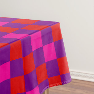 Red Purple Pink Chequered Pattern Design  Tablecloth