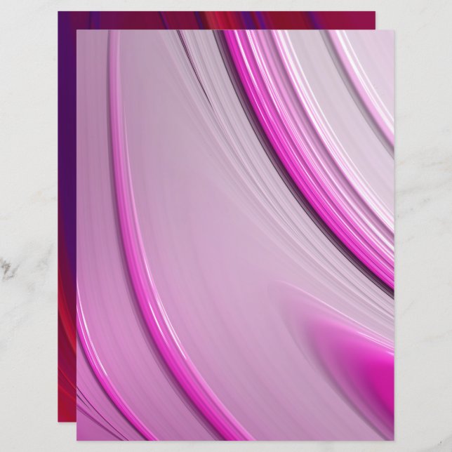 Red Purple Pink Ombre Fractal Scrapbook Paper (Front/Back)