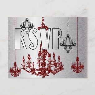 Red, Purple & Silver Chandelier RSVP Postcards