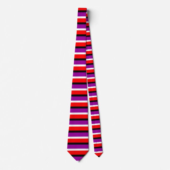 Red Purple Stripes Pattern Design Tie (Front)