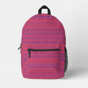 Red Purple Stripes Seamless Pattern Printed Backpack