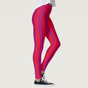 Red Purple Stylish Stripes Pattern Design  Leggings