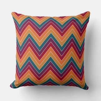 RED PURPLE TEAL ORANGE YELLOW ZIG ZAG LINES CUSHION