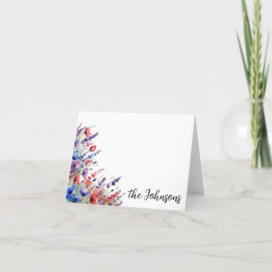 Red Purple Wildflower Custom Stationery Thank You Card