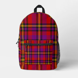 Red Purple Yellow Check Tartan Plaid Backpack