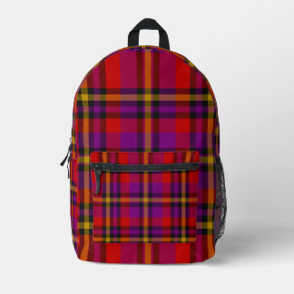 Red Purple Yellow Check Tartan Plaid Backpack