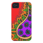 Red, purplen and orange paisley