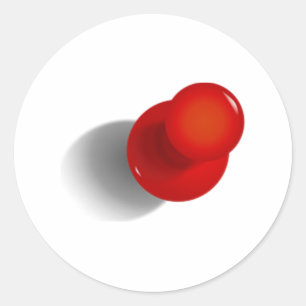 Red Push Pin Classic Round Sticker